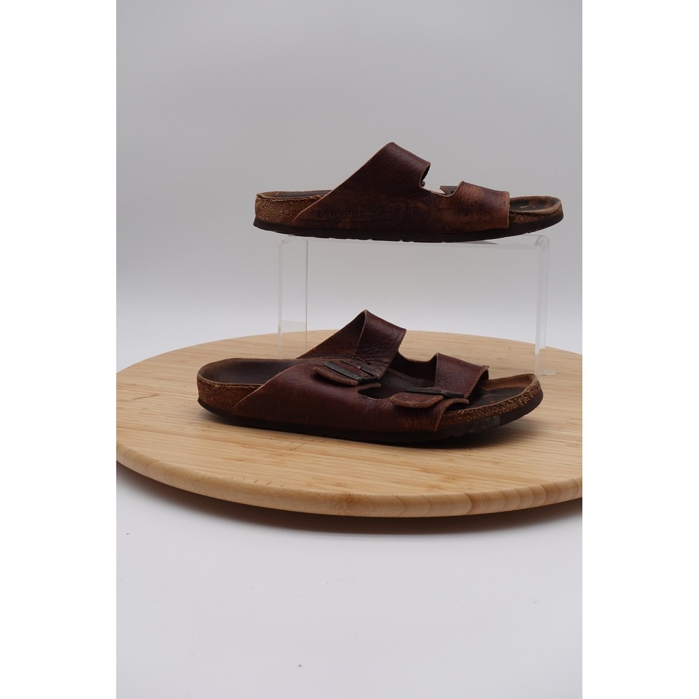 Birkenstock Arizona Sandals Mens Size 9 42 Brown Leather Slide Comfort